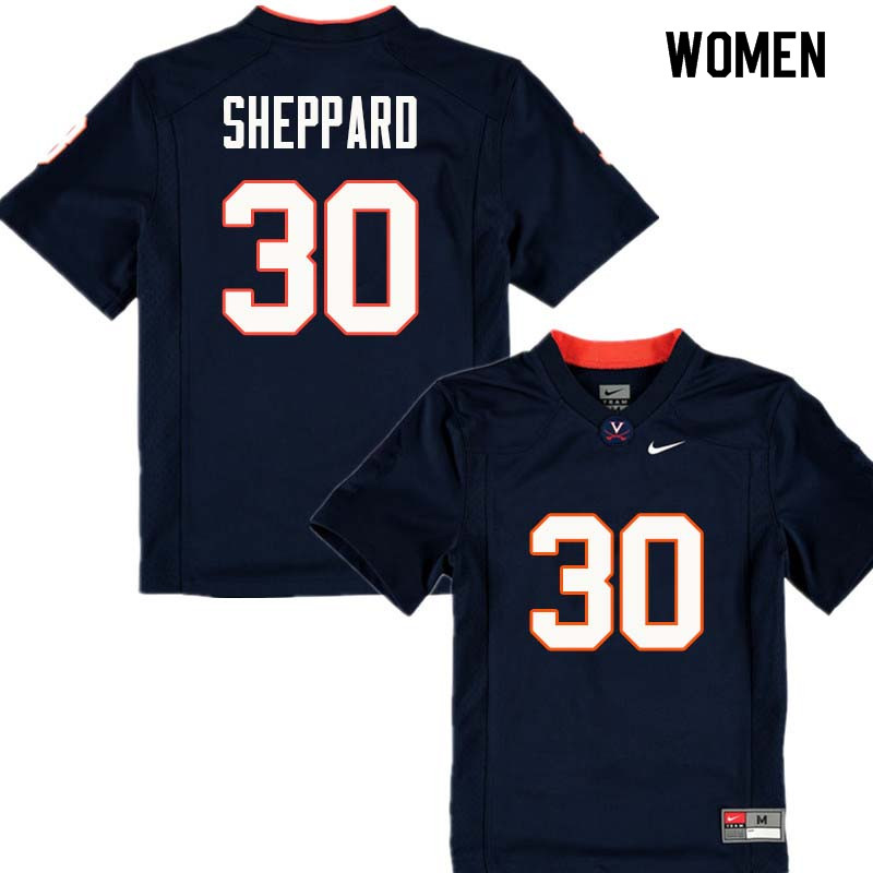 Women #30 Dominic Sheppard Virginia Cavaliers College Football Jerseys Sale-Navy - Click Image to Close